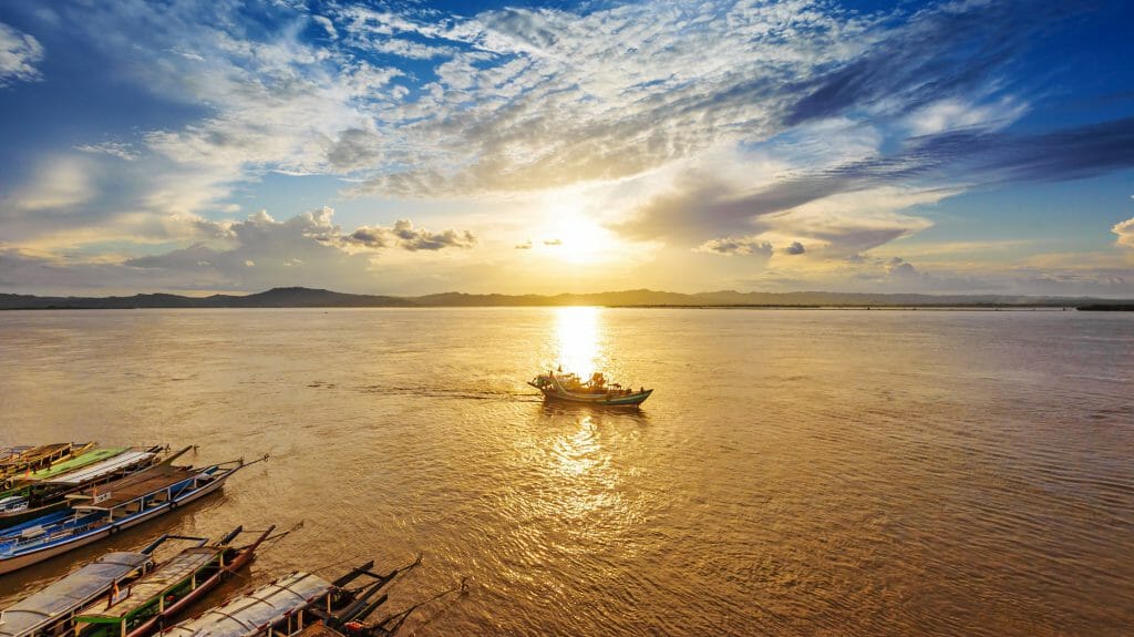 Sunset on the Irrawaddy River, Myanmar