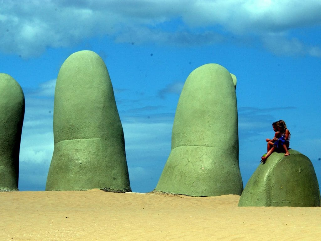 The hand in the dunes, punta del este, uruguay