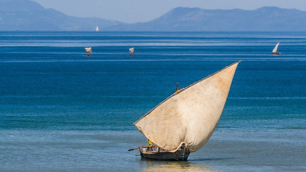 Traditional sailboat near Nosy Be island in northern Madagascar