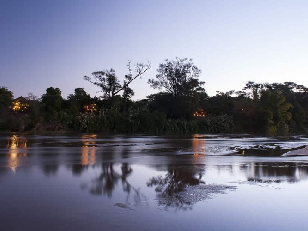 View from river, Mandrare River Camp, Berenty