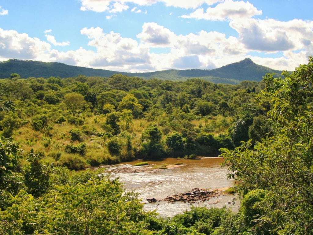 Looking out over Bua River from Tongole, Nkhotakota Wildlife Reserve, Malawi