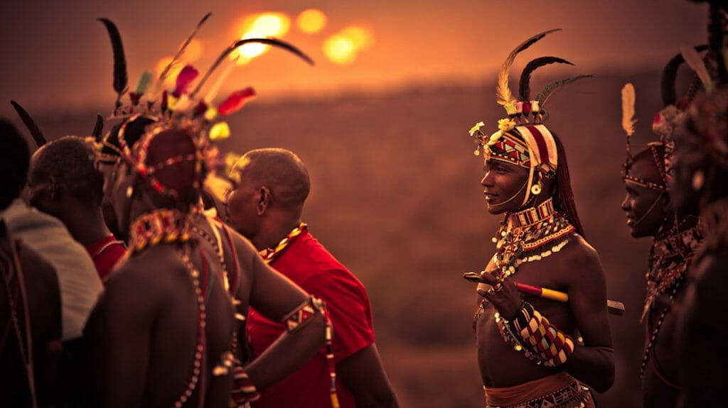 Warriors in Evening, Samburu, Kenya