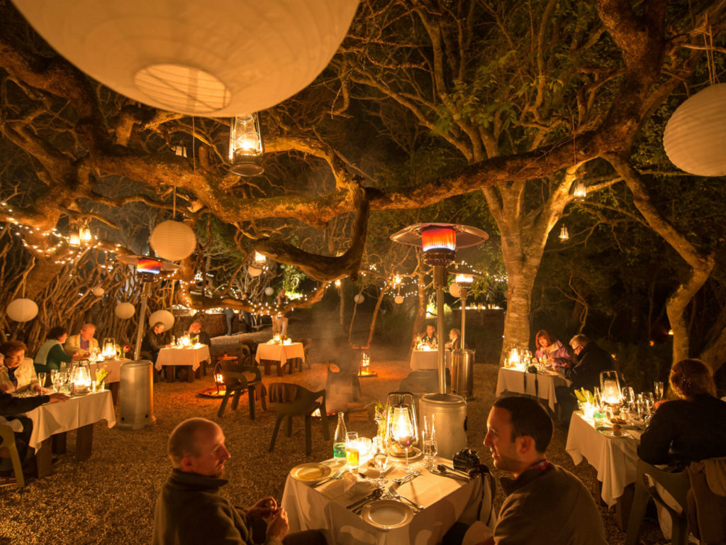 Outdoor dining, Grootbos private nature reserve, Garden Route, South Africa