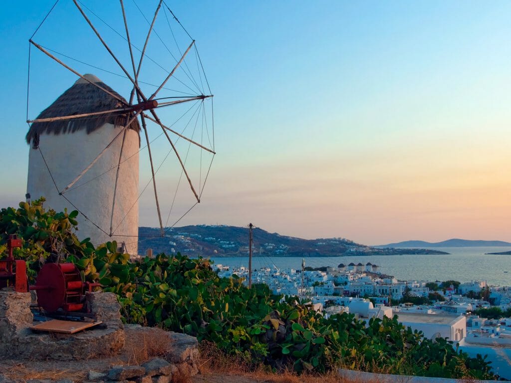 Windmills at Sunset, Mykonos, Greece