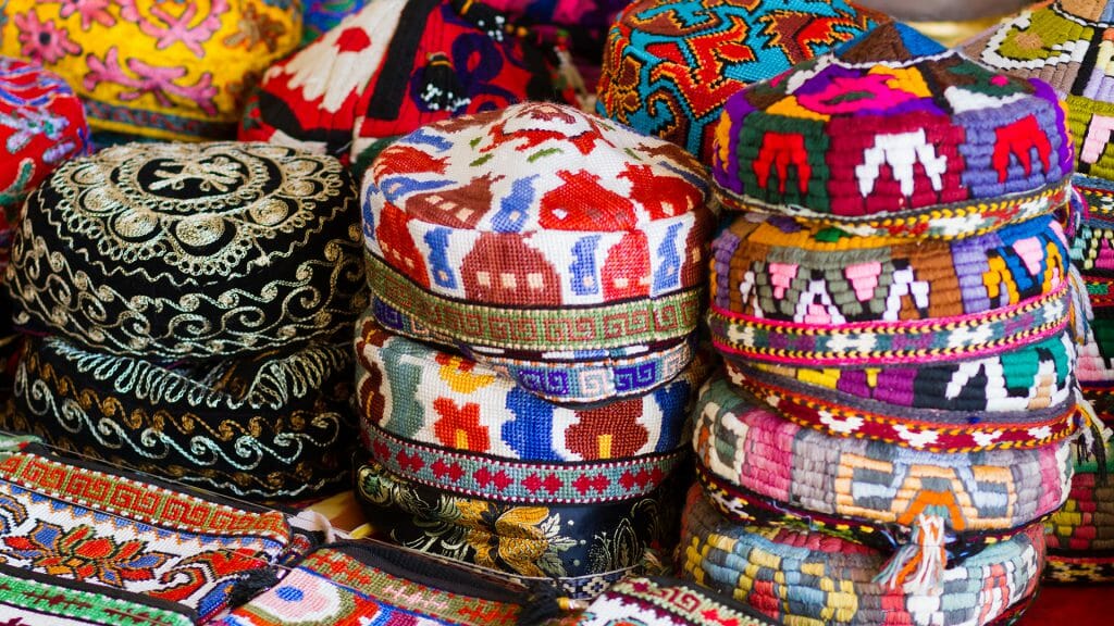 The traditional Uzbek cap, named tubeteika