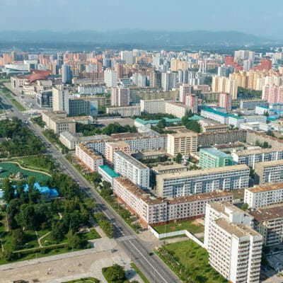 Aerial view of Pyongyang, North Korea
