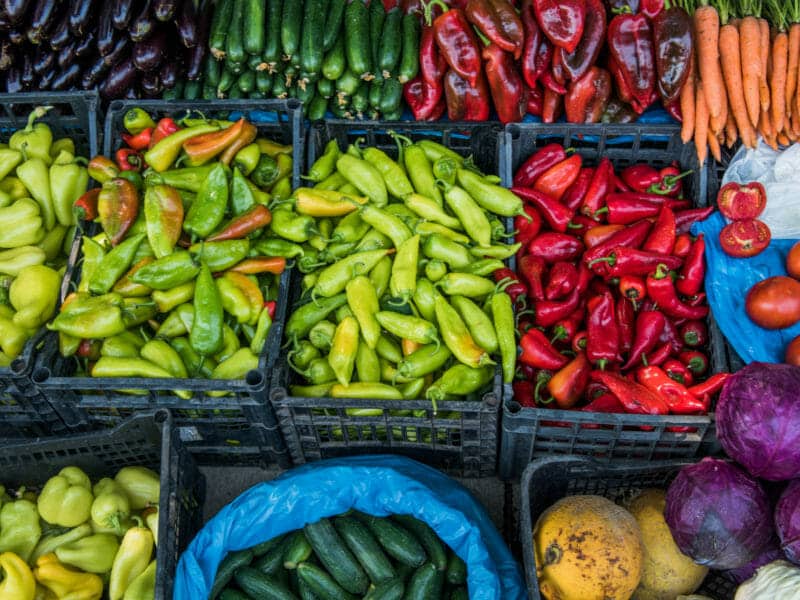 Pepper, food stall, Albania