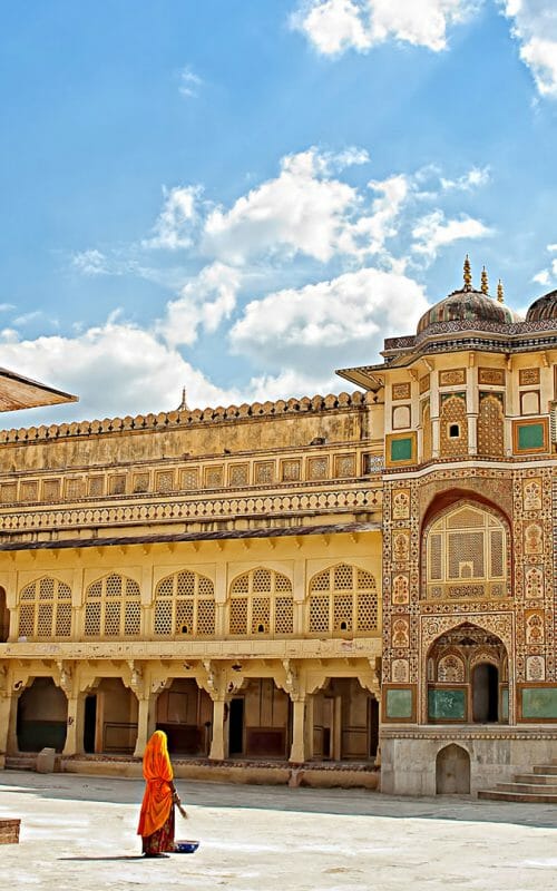 Detail of decorated gateway, Amber fort, Jaipur, Rajasthan, India
