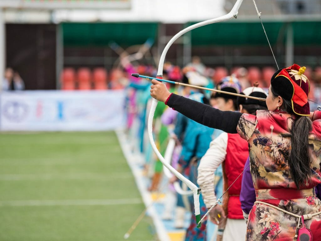 Naadam festival Women's Mongolian archery competition