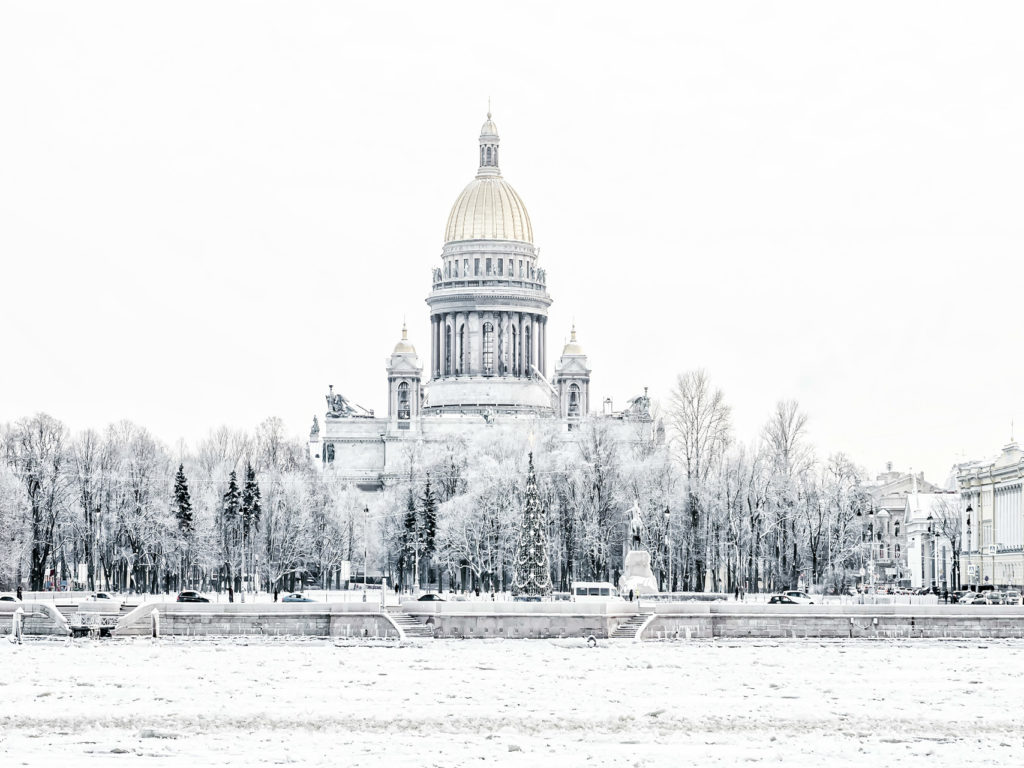 St. Isaac's Cathedral in St. Petersburg in the winter, Russia