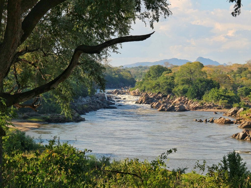VIew of Shire River from Mkulumadzi, Majete Wildlife Reserve, Malawi