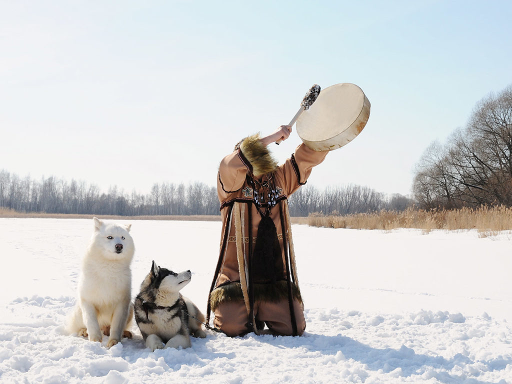 Northern Shaman, Chukchi People, Husky Dogs, Russian Arctic