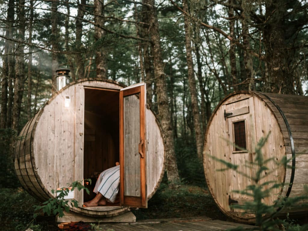 Barrel Sauna, Trout Point Lodge, Maritimes, Canada