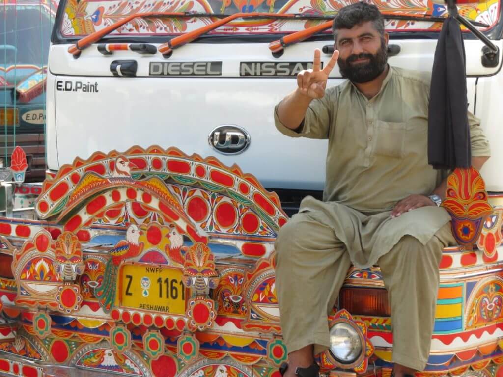 Decorated Truck with Local Man, Sindh, Pakistan