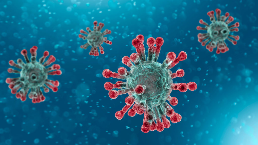 Coronavirus SARS microscopic view of pathogen