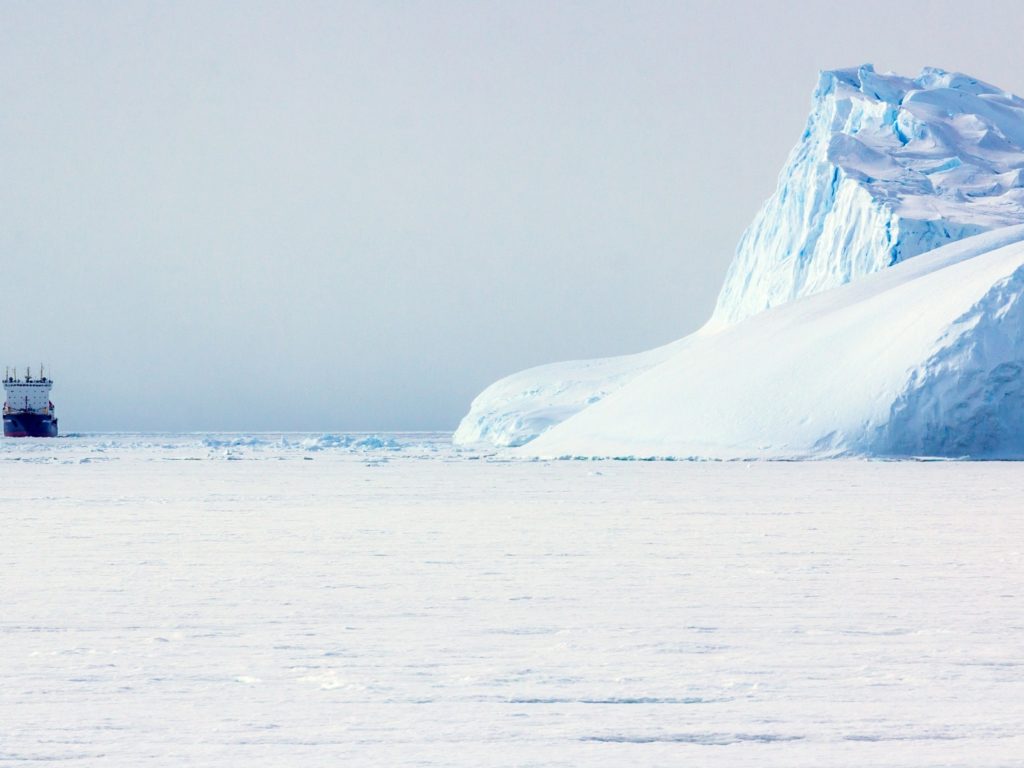 Expedition Ship and Iceberg, Antarctica