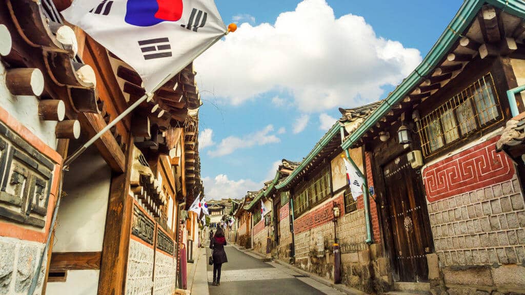 traditional street in South korean capital Seoul