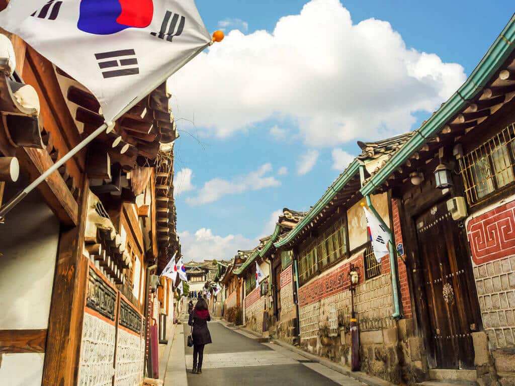 traditional street in South korean capital Seoul