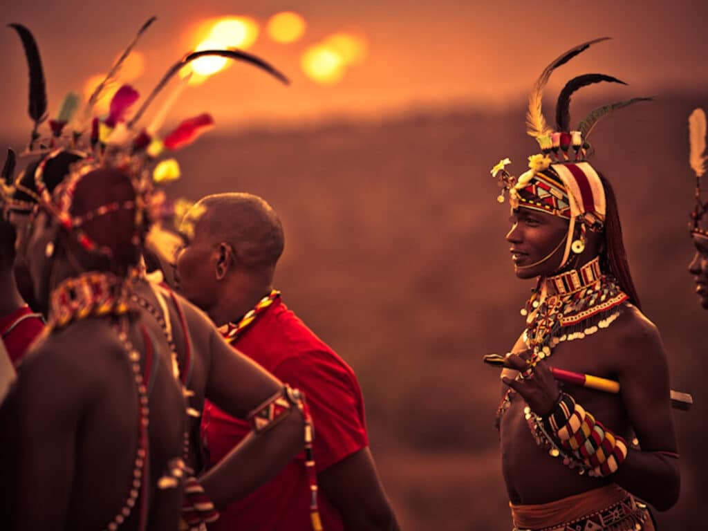 Warriors in Evening, Samburu, Kenya