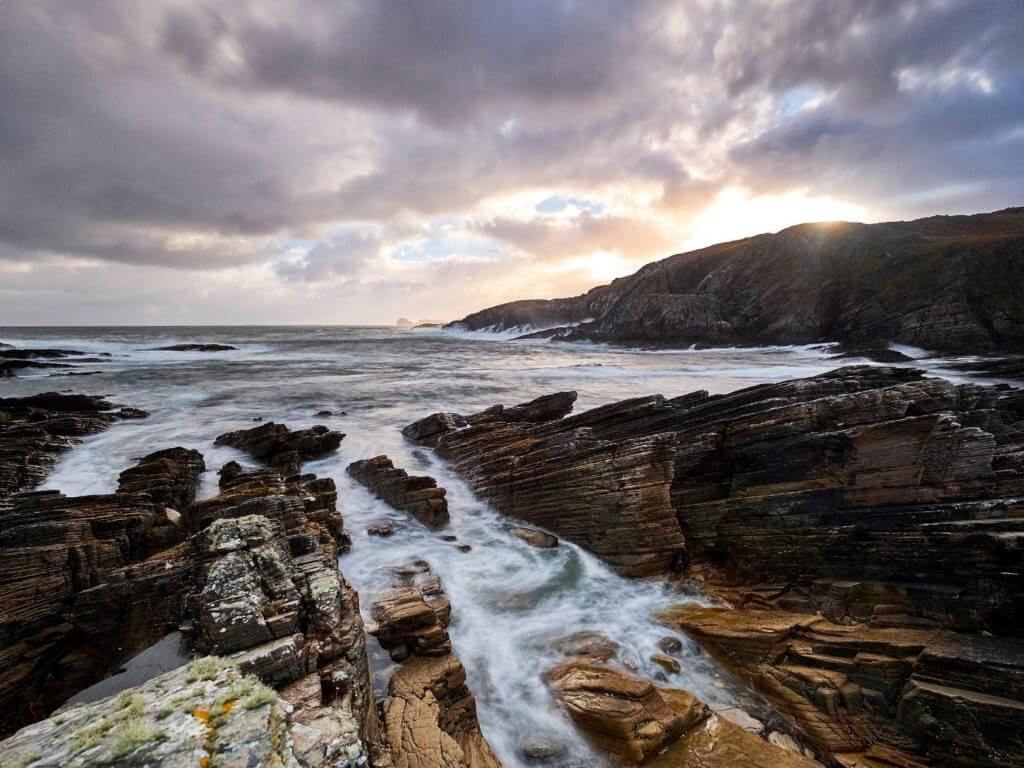 Rock formations along North Coast Scotland 500, Scotland, UK