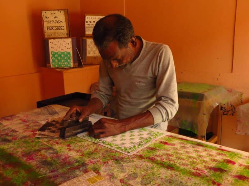 Man block printing, Jaipur, India