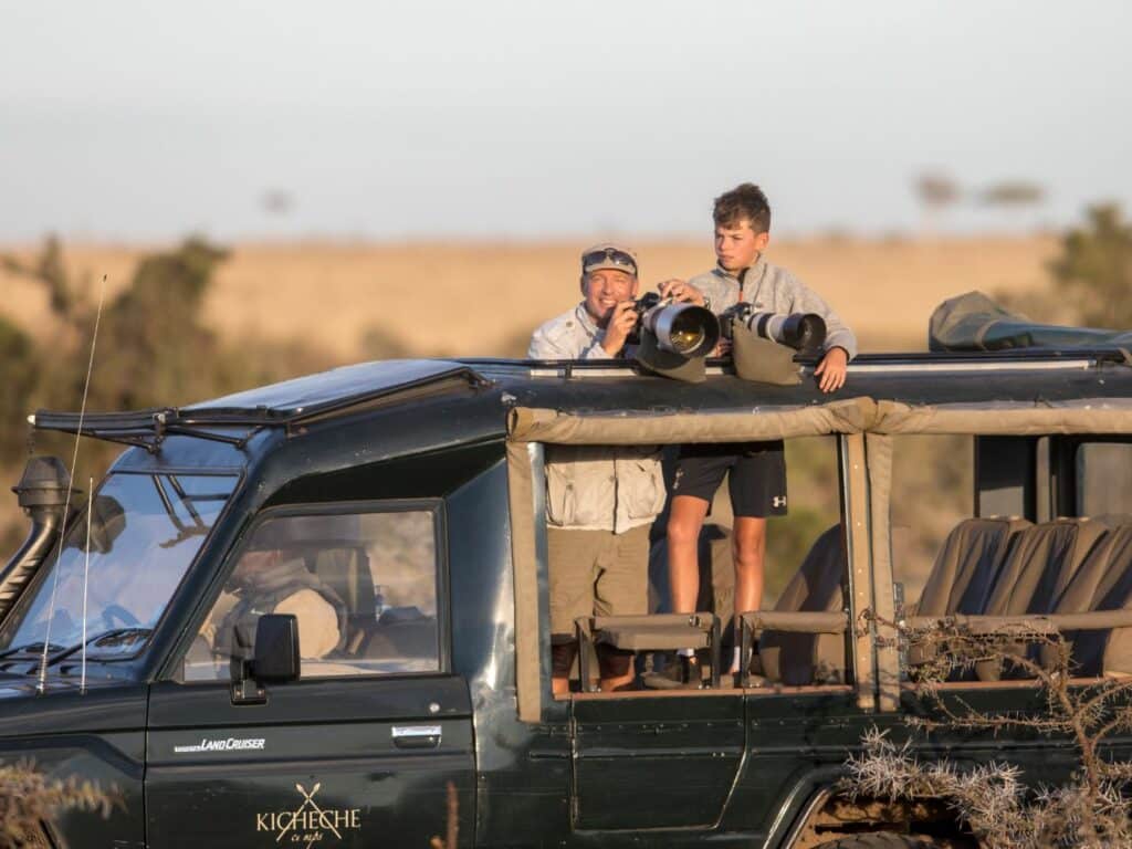 Family on game drive, Kenya