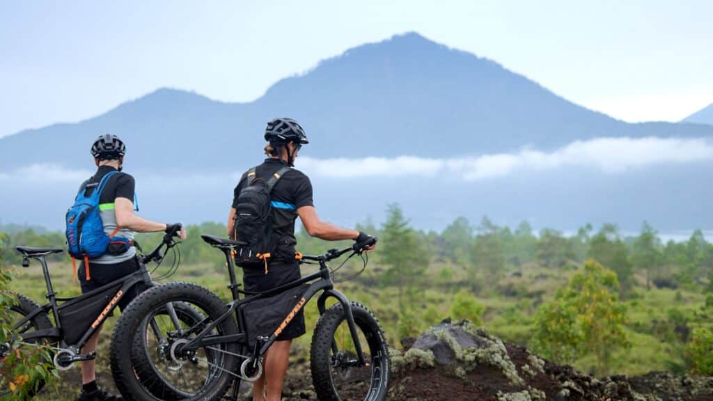 Volcanic fat biking, Mount Batur, Bali, Indonesia