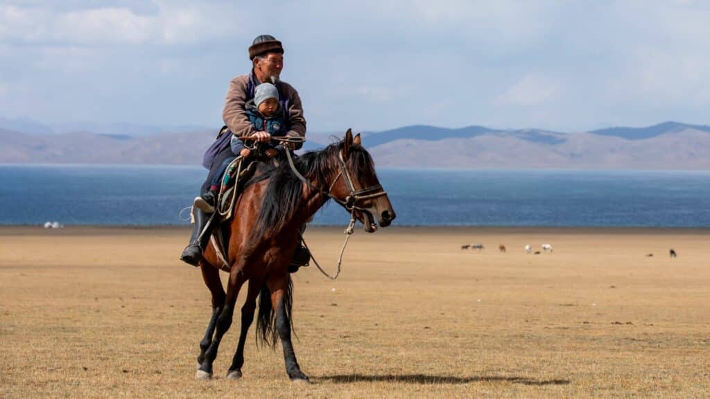 Son Kul, Horsemen playing Kok Boru, Kyrgyzstan