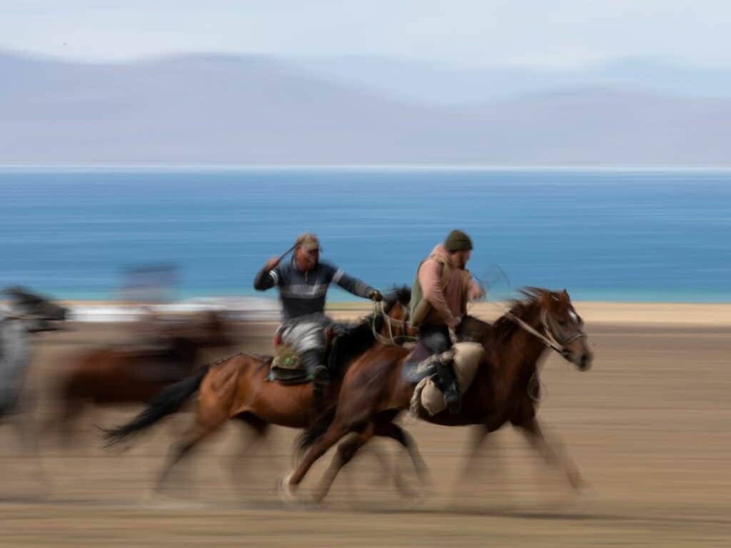 Son Kul, Horsemen playing Kok Boru, Kyrgyzstan