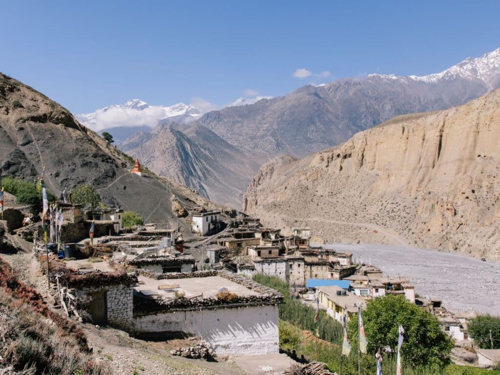 Views of mountains and Lubra Valley, Mustang, Nepal