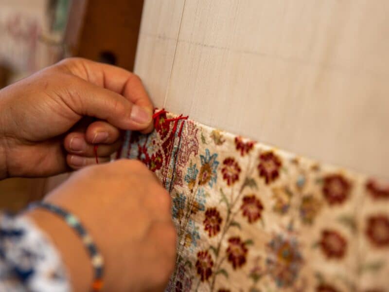 Traditional weaving, hand knotting, Hotan, China