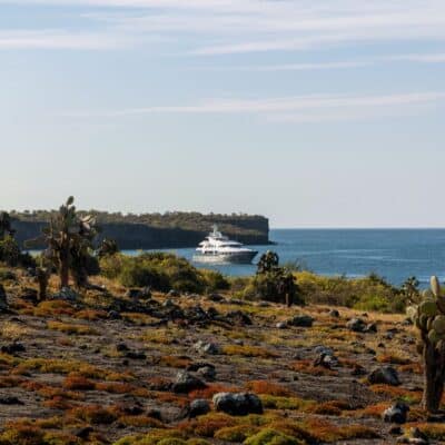 Aqua Mare, View of boat from ashore, Galapagos Islands