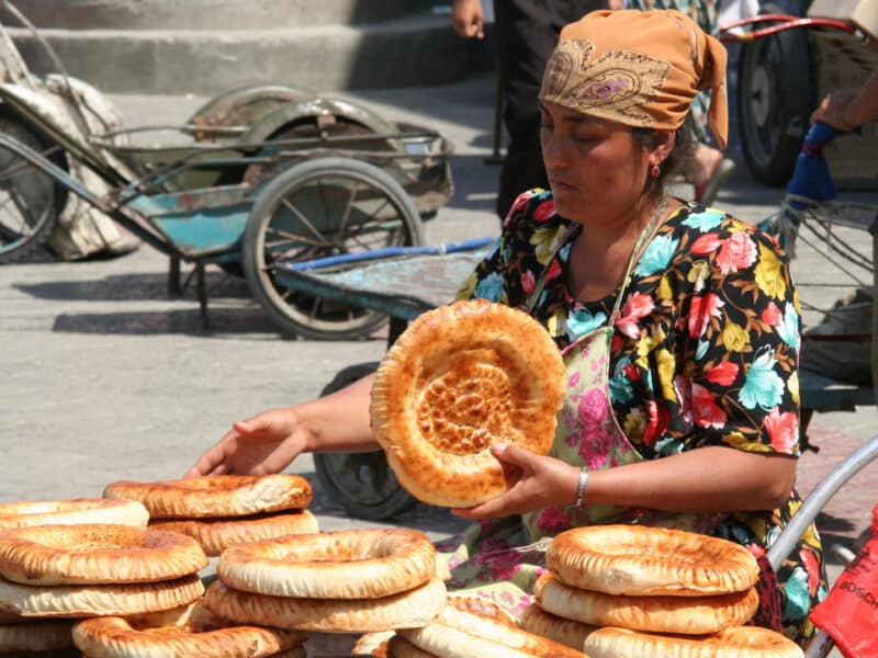 Bread seller, Tajikistan