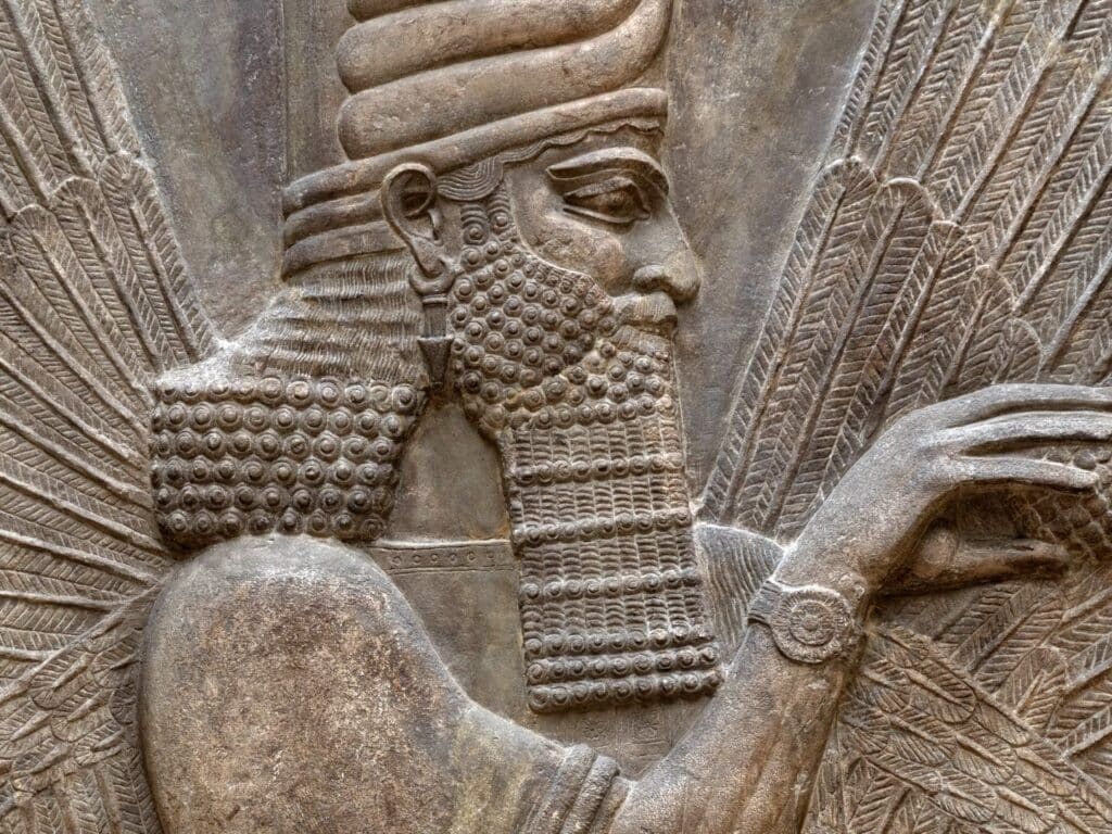 Babylonian Assyiran wall relief carving, Mesopotamia, Iraq