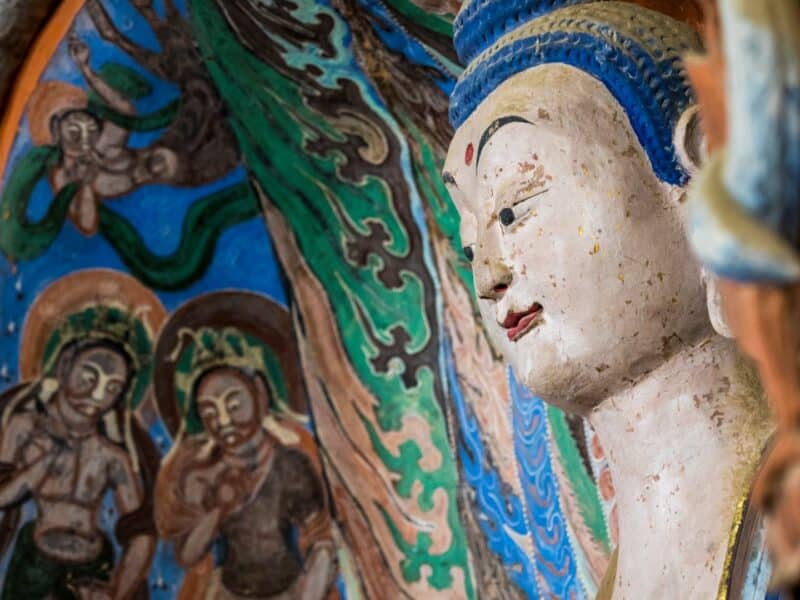 Coourful Buddhist cave mural, Mogao Caves, Dunhuang, China