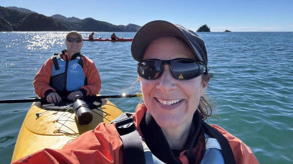 Clare kayaking in Abel Tasman National Park