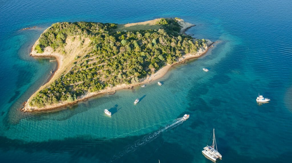 Aerial view, Croatia coast, Rab Island