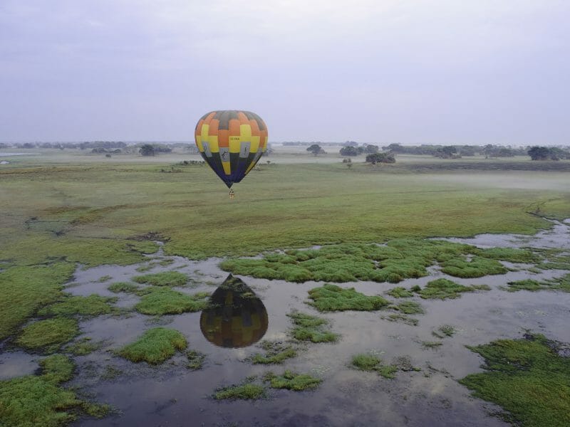 Balloon over Busanga Plains, Kafue National Park, Zambia