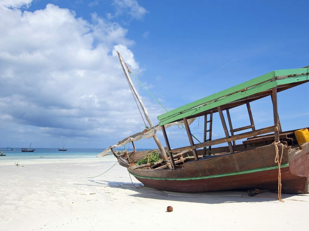 Beach landscape and boat, Zanzibar