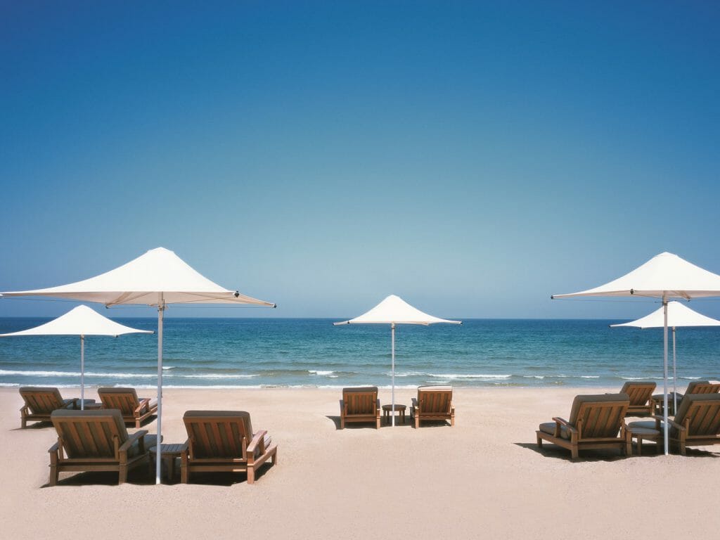 Beach with Umbrellas, Shangri La Muscat, Muscat, Oman