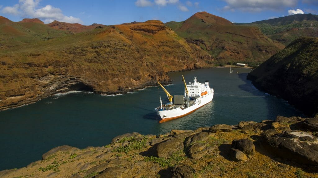 Boat leaving Port, Marquesas Islands, French Polynesia