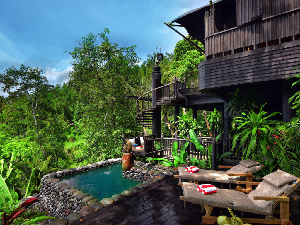 Capella Ubud, Private salt water pool and deck, Bali, Indonesia