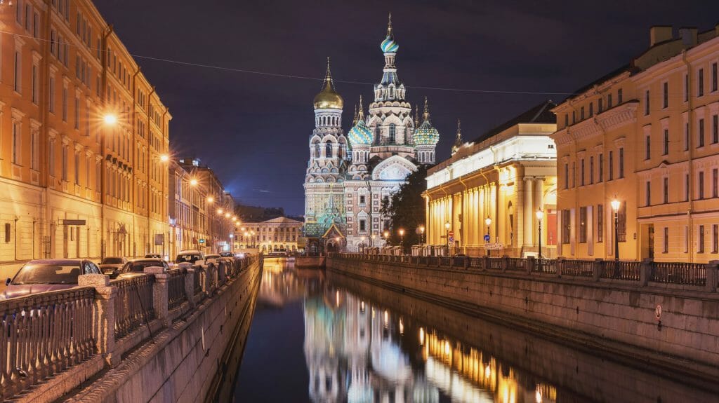 Church Of Savior of Spilled Blood At Night, St Petersburg, Russia