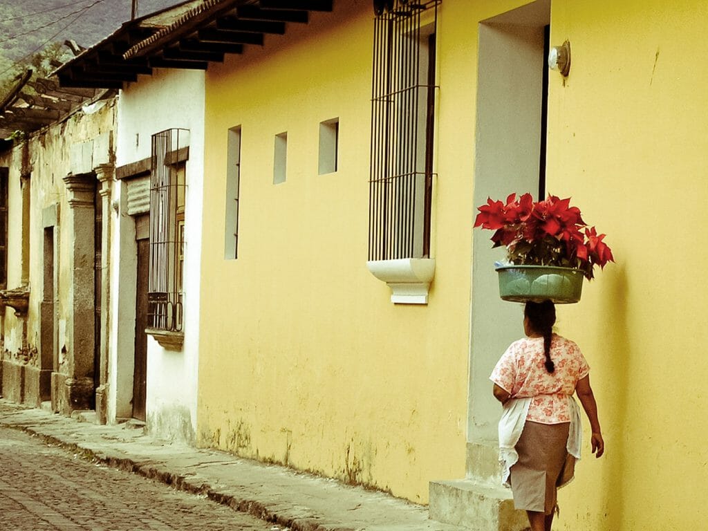 Local on Cobbled Streets, Antigua, Guatemala