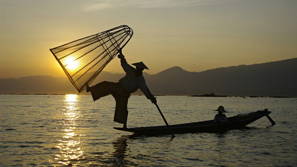 Fisherman Silhouette, Inle Lake, Myanmar