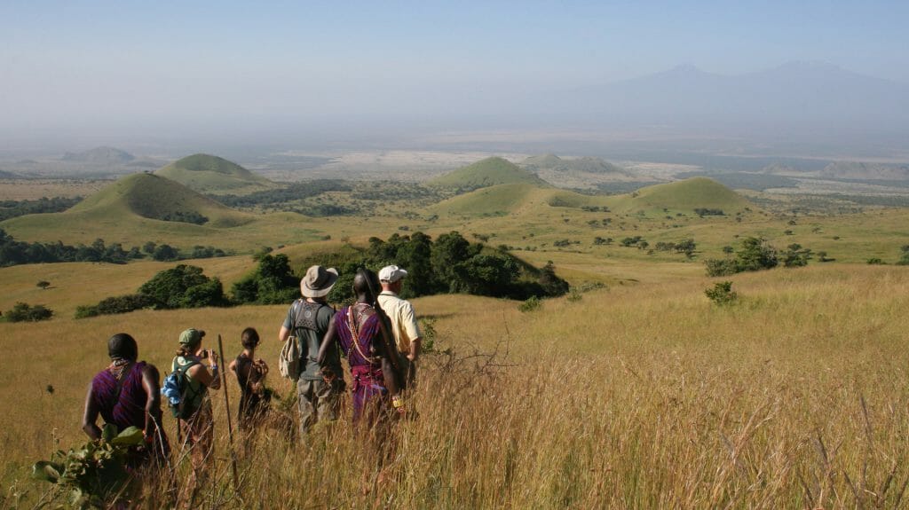 Guided bush walk, Campi ya Kanzi, Chyulu Hills