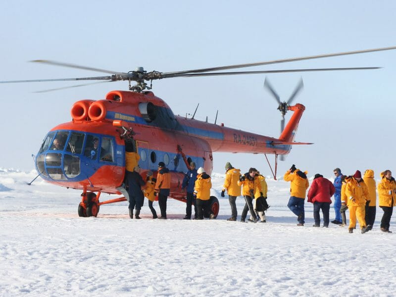 Helicopter landings, North Pole, Arctic