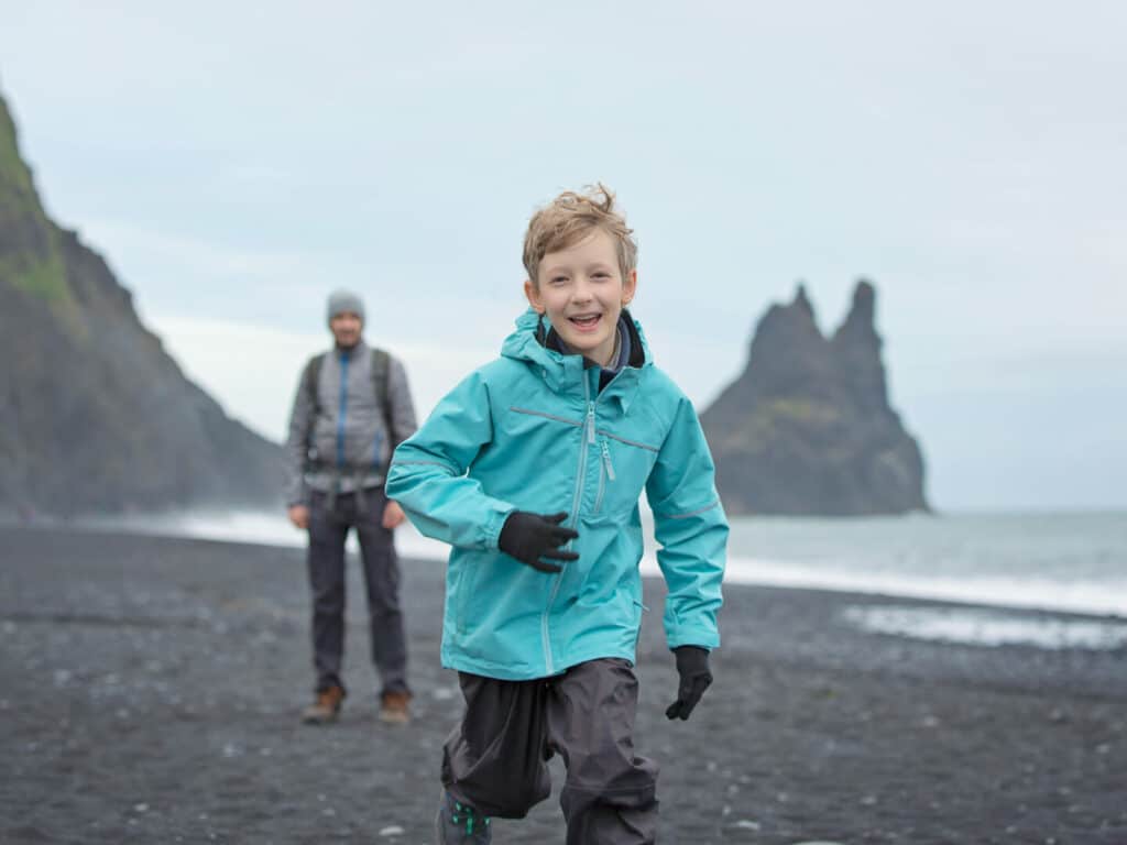 Family on Icelandic beach