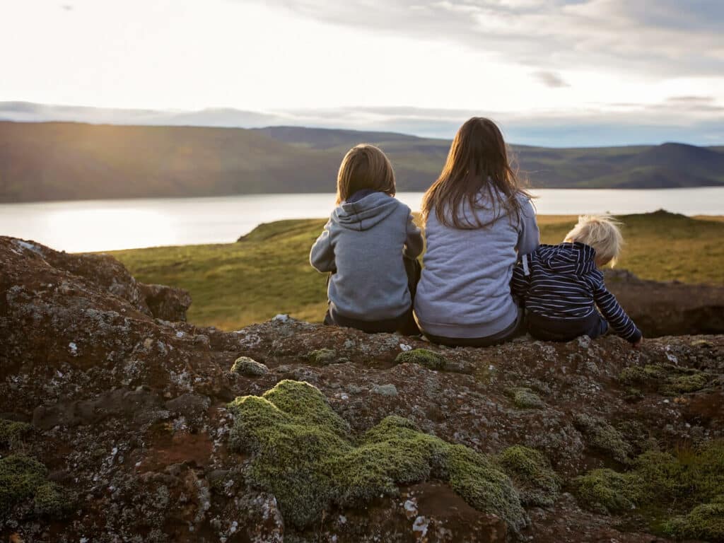 Family admiring view in Iceland