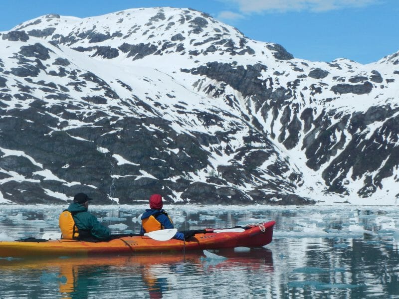 Kayaking through the glacial waters, Alaska, United States